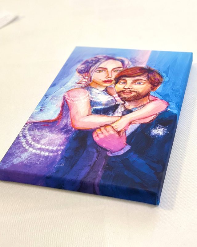 Рисованный портрет на холсте